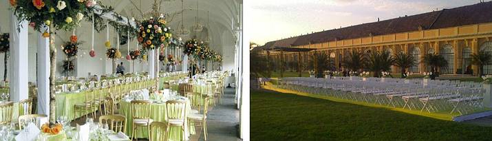 L´Orangerie de Schönbrunn peut être loué pour toute sorte d´événement. Ici présentent l’Orchestre du Château de Schönbrunn et l’Ensemble de musique de chambre de Schönbrunn les plus belles mélodies de Wolfgang Amadeus Mozart et de Johann Strauss, un programme qui varie tous les jours.